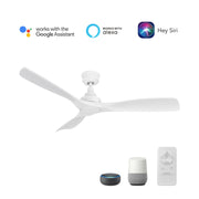 Carro Kiama 52in 3-Blade Smart Ceiling Fan | White ABS Blades and White Finish | Indoor Living Room & Bedroom | 52 x 52 x 11.7 | Model SFR523A-N10-W1-1