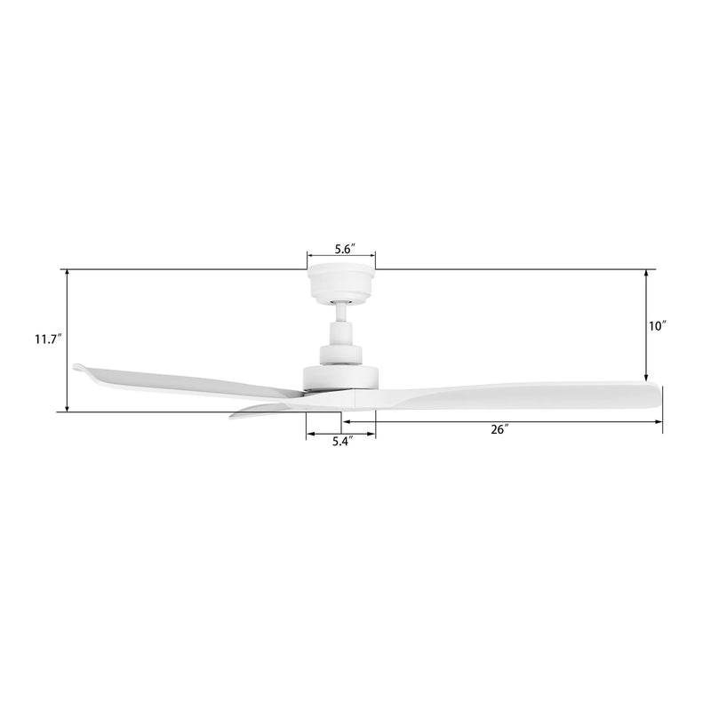 Carro Kiama 52in 3-Blade Smart Ceiling Fan | White ABS Blades and White Finish | Indoor Living Room & Bedroom | 52 x 52 x 11.7 | Model SFR523A-N10-W1-1