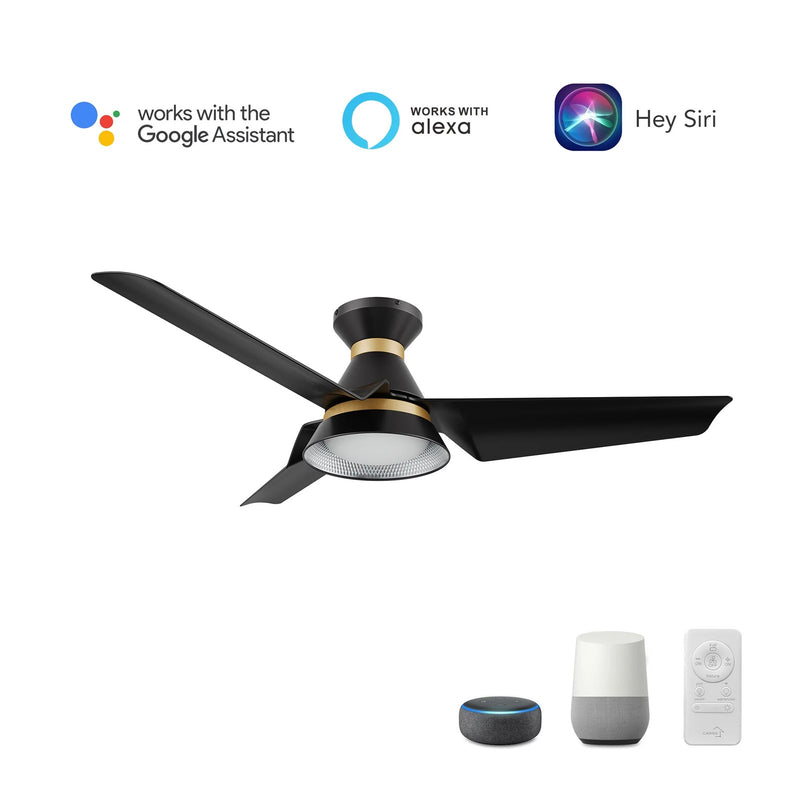 Carro Kreis 52in Flush Mount Smart Ceiling Fan | Black Gold ABS Blades | Living Room & Great Room | 52 x 52 x 11.6 in | Model SFR523A1-L12-B2-1-FMA