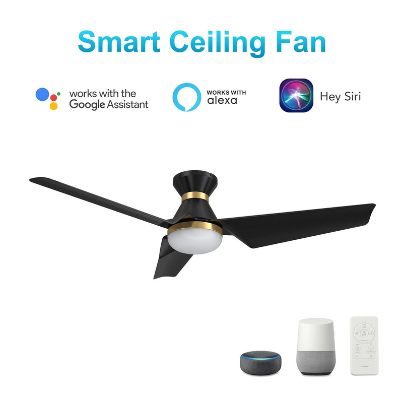 Carro Kreis 52in Flush Mount Smart Ceiling Fan | Black Gold ABS Blades | Living Room & Great Room | 52 x 52 x 11.5 in | Model SFR523A1-L22-B2-1-FMA