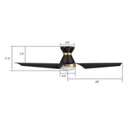 Carro Kreis 52in Flush Mount Smart Ceiling Fan | Black Gold ABS Blades | Living Room & Great Room | 52 x 52 x 11.5 in | Model SFR523A1-L22-B2-1-FMA