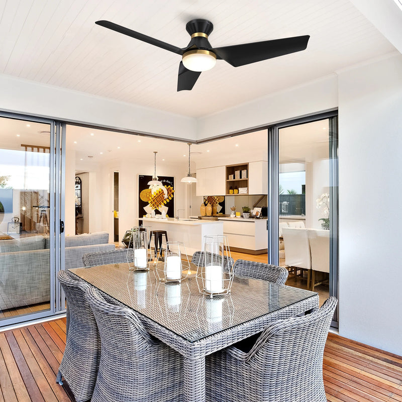 Carro Kreis 52in Flush Mount Smart Ceiling Fan | Black Gold ABS Blades | Living Room & Great Room | 52 x 52 x 11.5 in | Model SFR523A1-L22-B2-1-FMA
