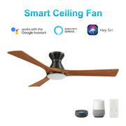 Carro Nicolet 52in Flush Mount Smart Ceiling Fan | Black Antique Walnut Solid Wood Blades | Living Room & Covered Patio | 52 | Model SFR523A2-L12-BM2-1-FM