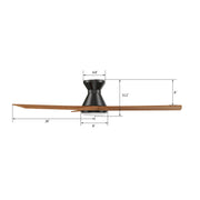 Carro Nicolet 52in Flush Mount Smart Ceiling Fan | Black Antique Walnut Solid Wood Blades | Living Room & Covered Patio | 52 | Model SFR523A2-L12-BM2-1-FM