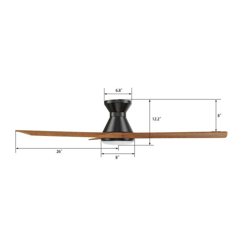 Carro Nicolet 52in Flush Mount Smart Ceiling Fan | Black Antique Walnut Solid Wood Blades | Living Room & Covered Patio | 52 | Model SFR523A2-L12-BM2-1-FM