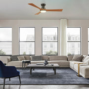 Carro Nicolet 52in Flush Mount Smart Ceiling Fan | Black Antique Walnut Solid Wood Blades | Living Room & Covered Patio | 52 | Model SFR523A2-L12-BM2-1-FM