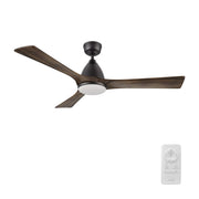 Carro Nicolet 52in 3-Blade Smart Ceiling Fan | Modern Black and Light Brown Solid Wood Blades | Living Room & Covered Patio | Model SFR523A2-L12-BM3-1