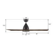 Carro Nicolet 52in 3-Blade Smart Ceiling Fan | Modern Black and Light Brown Solid Wood Blades | Living Room & Covered Patio | Model SFR523A2-L12-BM3-1