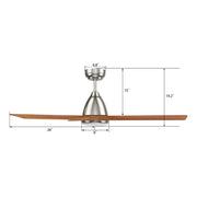Carro Nicolet 52in 3-Blade Smart Ceiling Fan | Brushed Nickel Solid Wood Blades and Integrated LED | Living Room & Covered | Model SFR523A2-L12-SM2-1