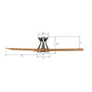 Carro Nicolet 52in 3-Blade Flush Mount Smart Ceiling Fan | Brushed Nickel Solid Wood Blades and Integrated LED | Living Room | Model SFR523A2-L12-SM2-1-FM