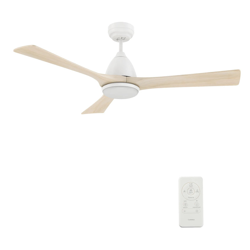 Carro Nicolet 52in Smart Ceiling Fan | White Solid Wood Blades with Integrated LED | Living Room & Covered Patio | 52 x 52 x | Model SFR523A2-L12-WM1-1
