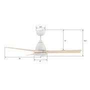 Carro Nicolet 52in Smart Ceiling Fan | White Solid Wood Blades with Integrated LED | Living Room & Covered Patio | 52 x 52 x | Model SFR523A2-L12-WM1-1
