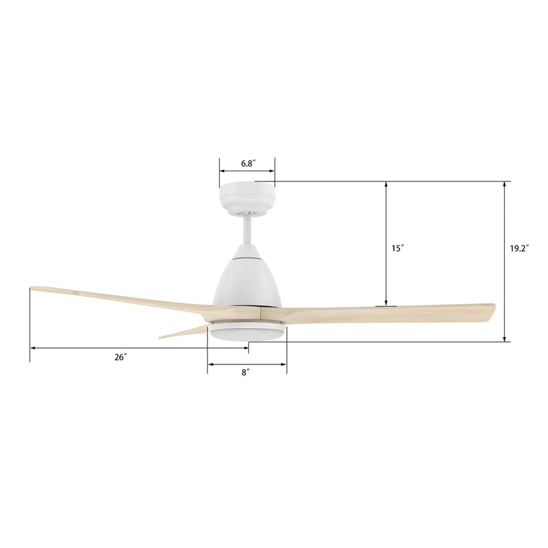 Carro Nicolet 52in Smart Ceiling Fan | White Solid Wood Blades with Integrated LED | Living Room & Covered Patio | 52 x 52 x | Model SFR523A2-L12-WM1-1