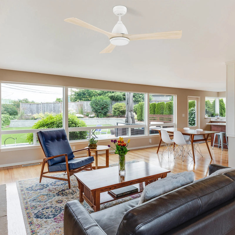 Carro Nicolet 52in Smart Ceiling Fan | White Solid Wood Blades with Integrated LED | Living Room & Covered Patio | 52 x 52 x | Model SFR523A2-L12-WM1-1