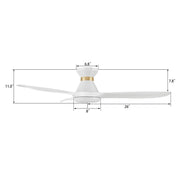 Carro Merton 52in Smart Ceiling Fan | White ABS Blades with Integrated LED | Living Room & Bedroom | 52 x 52 x 11 in Flush | Model SFR523A4-L12-W1-1-FMA