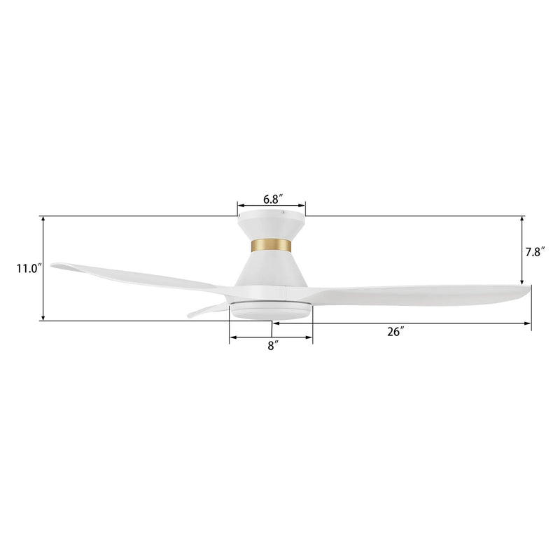 Carro Merton 52in Smart Ceiling Fan | White ABS Blades with Integrated LED | Living Room & Bedroom | 52 x 52 x 11 in Flush | Model SFR523A4-L12-W1-1-FMA