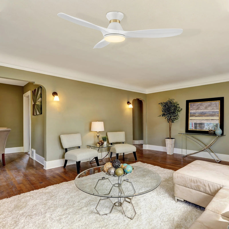 Carro Merton 52in Smart Ceiling Fan | White ABS Blades with Integrated LED | Living Room & Bedroom | 52 x 52 x 11 in Flush | Model SFR523A4-L12-W1-1-FMA