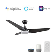 Carro Kaj 52in Smart Ceiling Fan with LED Light | Black Plywood Blades | Indoor & Covered Patio | 52 x 52 x 13.4 in, Dimmable | Model SFR523B-L12-B2-1