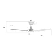 Carro Kaj 52in 3-Blade Smart Ceiling Fan with LED Light | White Finish and Plywood Blades | Indoor & Covered Patio | 52 x 52 x | Model SFR523B-L12-W1-1