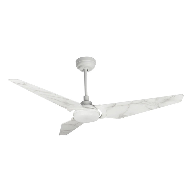 Carro Kaj 52in 3-Blade Smart Ceiling Fan with LED Light | White Marble Finish and Plywood Blades | Indoor & Covered Patio | 52 x | Model SFR523B-L12-W7-1