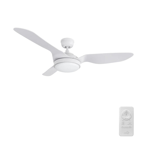 Carro Vena 52in 3-Blade Smart Ceiling Fan | Soft Modern White PP Blades | Living Room & Covered Patio | 52 x 52 x 13.6 in, Damp | Model SFR523F2-L12-W1-1