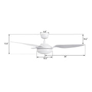 Carro Vena 52in 3-Blade Smart Ceiling Fan | Soft Modern White PP Blades | Living Room & Covered Patio | 52 x 52 x 13.6 in, Damp | Model SFR523F2-L12-W1-1