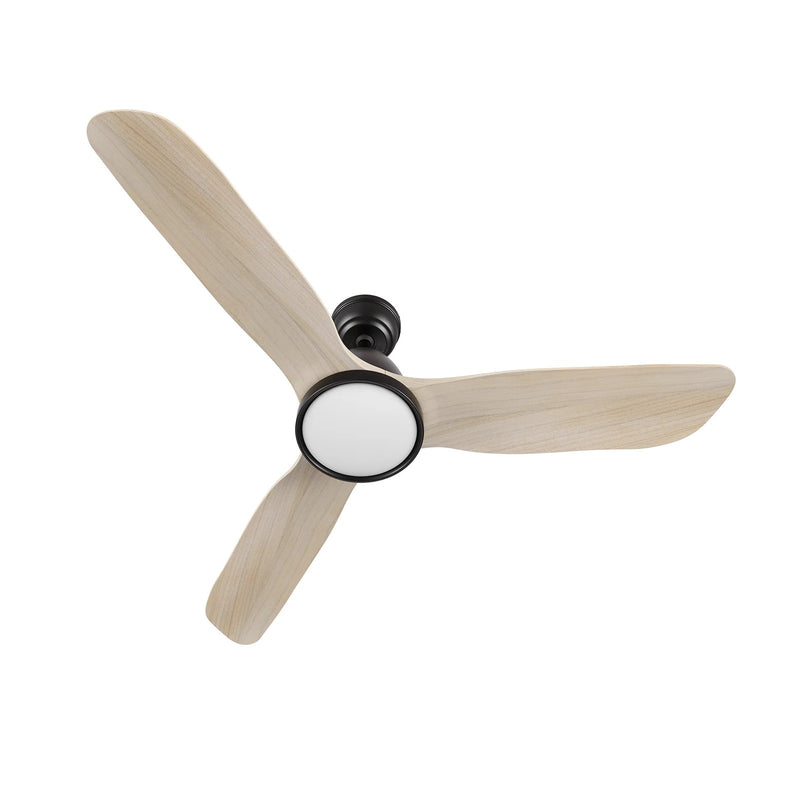 Carro Garrick 52in 3-Blade Smart Ceiling Fan | Soft Modern Black Whitewashed Solid Wood Blades | Living Room & Covered Patio | Model SFR523F3-L12-BM1-1