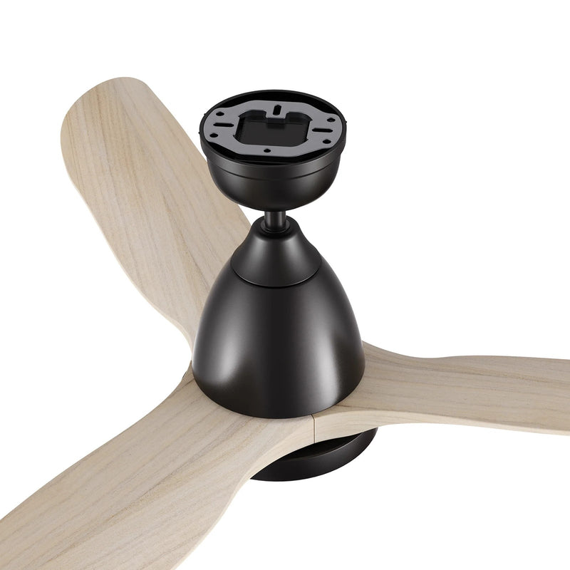 Carro Garrick 52in 3-Blade Smart Ceiling Fan | Soft Modern Black Whitewashed Solid Wood Blades | Living Room & Covered Patio | Model SFR523F3-L12-BM1-1