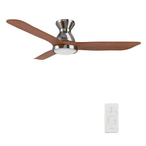 Carro Garrick 52in 3-Blade Flush Mount Smart Ceiling Fan | Soft Modern Brushed Nickel Solid Wood Blades | Living Room & | Model SFR523F3-L12-SM2-1-FM