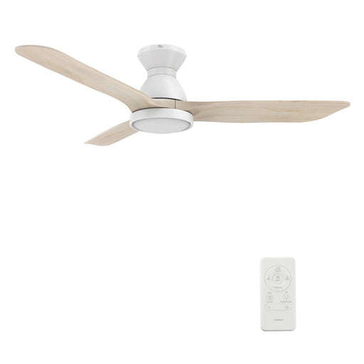 Carro Garrick 52in 3-Blade Flush Mount Ceiling Fan | Modern White Plywood Blades and Integrated LED | Large Living Room & | Model SFR523F3-L12-WM1-1-FM
