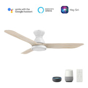 Carro Garrick 52in 3-Blade Flush Mount Ceiling Fan | Modern White Plywood Blades and Integrated LED | Large Living Room & | Model SFR523F3-L12-WM1-1-FM