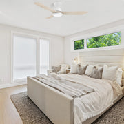 Carro Garrick 52in 3-Blade Flush Mount Ceiling Fan | Modern White Plywood Blades and Integrated LED | Large Living Room & | Model SFR523F3-L12-WM1-1-FM