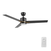 Carro Montgomery 52in 3-Blade Smart Ceiling Fan | Black Gold Finish and Plywood Blades with Integrated LED | Living Room & | Model SFR523G3-L11-B2-1G