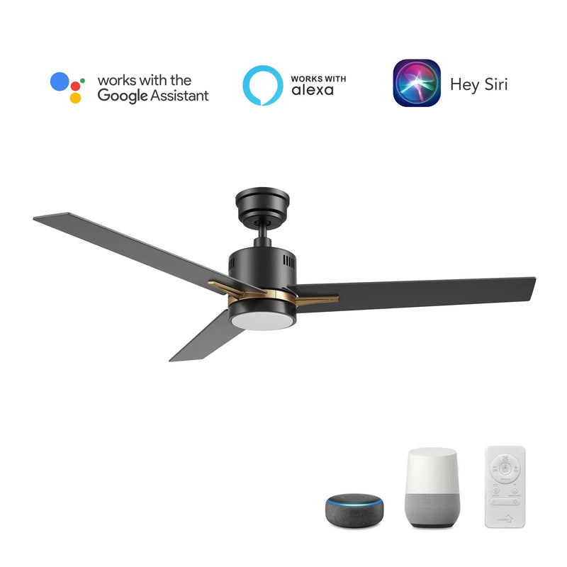 Carro Montgomery 52in 3-Blade Smart Ceiling Fan | Black Gold Finish and Plywood Blades with Integrated LED | Living Room & | Model SFR523G3-L11-B2-1G