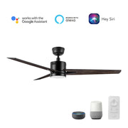 Carro Montgomery 52in 3-Blade Smart Ceiling Fan | Modern Black Taupe Plywood Blades and Integrated LED | Large Living Room & | Model SFR523G3-L11-BX-1