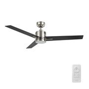Carro Montgomery 52in 3-Blade Smart Ceiling Fan | Modern Brushed Nickel Black Plywood Blades and Integrated LED | Large Living | Model SFR523G3-L11-S2-1