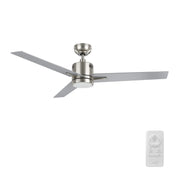Carro Montgomery 52in 3-Blade Smart Ceiling Fan | Modern Brushed Nickel Silver Plywood Blades and Integrated LED | Large Living | Model SFR523G3-L11-SJ-1
