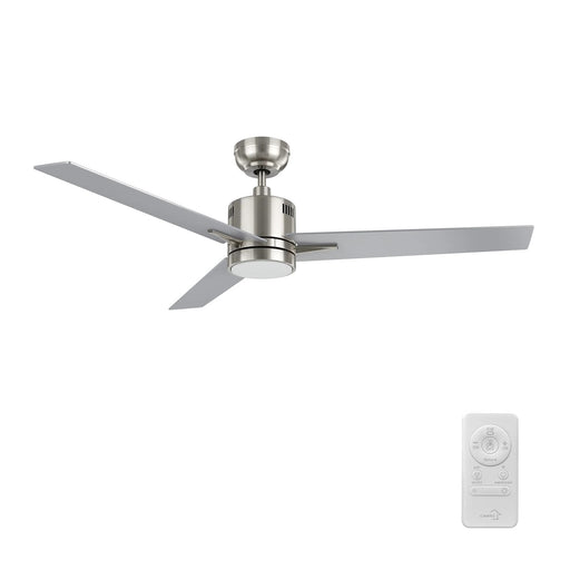 Carro Montgomery 52in 3-Blade Smart Ceiling Fan | Modern Brushed Nickel Silver Plywood Blades and Integrated LED | Large Living | Model SFR523G3-L11-SJ-1