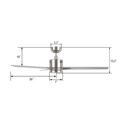 Carro Montgomery 52in 3-Blade Smart Ceiling Fan | Modern Brushed Nickel Silver Plywood Blades and Integrated LED | Large Living | Model SFR523G3-L11-SJ-1
