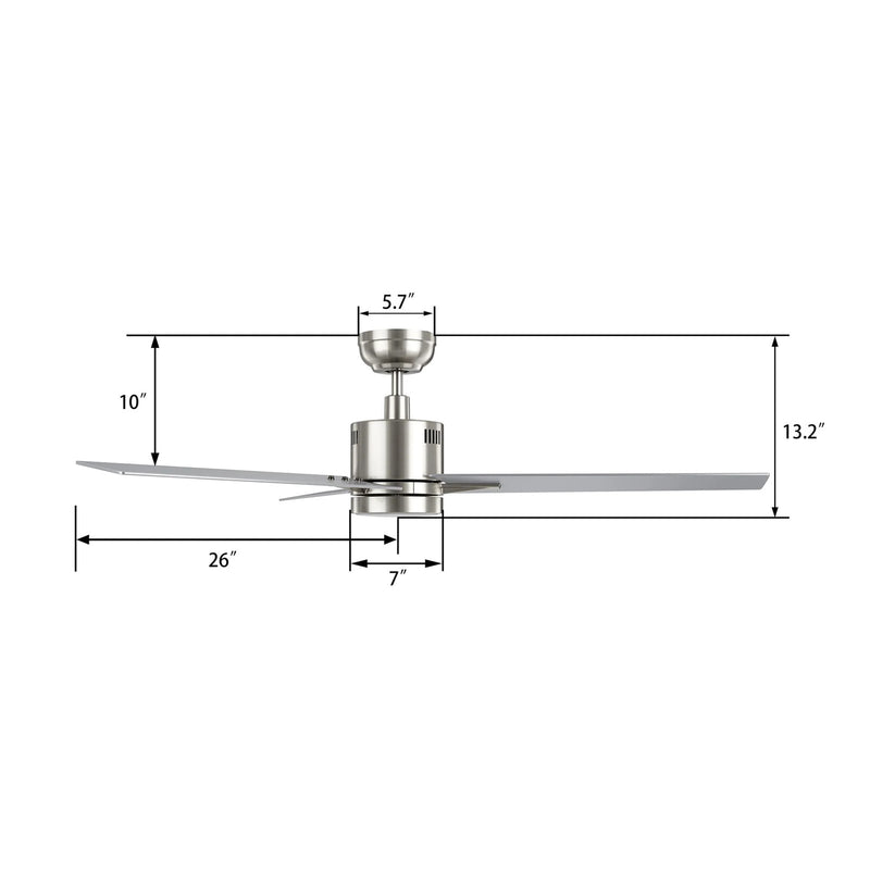 Carro Montgomery 52in 3-Blade Smart Ceiling Fan | Modern Brushed Nickel Silver Plywood Blades and Integrated LED | Large Living | Model SFR523G3-L11-SJ-1