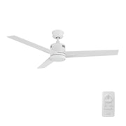 Carro Montgomery 52in 3-Blade Smart Ceiling Fan | White and Plywood | Living Room & Great Room | 52 x 52 x 13.2 in | Model SFR523G3-L11-W1-1