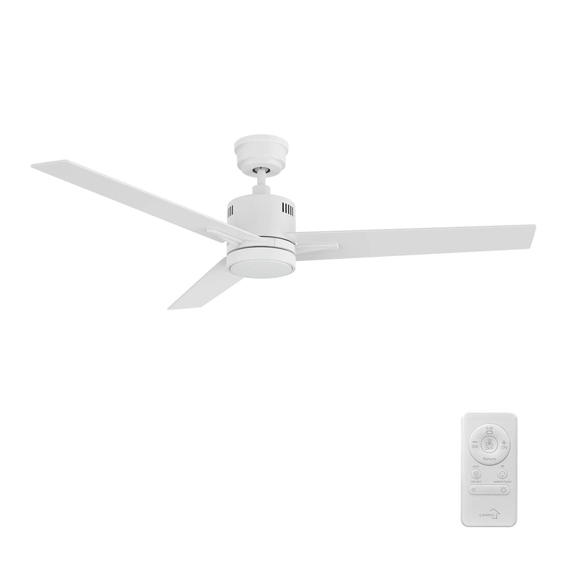 Carro Montgomery 52in 3-Blade Smart Ceiling Fan | White and Plywood | Living Room & Great Room | 52 x 52 x 13.2 in | Model SFR523G3-L11-W1-1