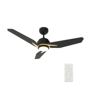 Carro Calen 52in 3-Blade Smart Ceiling Fan | Black Gold and Plywood | Living Room & Covered Patio | 52 x 52 x 13.2 in | Model SFR523J3-L11-B2-1G