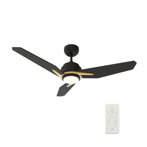 Carro Calen 52in 3-Blade Smart Ceiling Fan | Black Gold and Plywood | Living Room & Covered Patio | 52 x 52 x 13.2 in | Model SFR523J3-L11-B2-1G