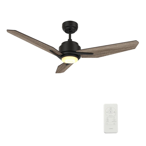 Carro Calen 52in 3-Blade Smart Ceiling Fan | Modern Black Barnwood Plywood Blades | Living Room & Covered Patio | 13.2 x 52 x 52 | Model SFR523J3-L11-BS-1
