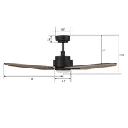 Carro Calen 52in 3-Blade Smart Ceiling Fan | Modern Black Barnwood Plywood Blades | Living Room & Covered Patio | 13.2 x 52 x 52 | Model SFR523J3-L11-BS-1