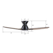 Carro Calen 52in 3-Blade Flush Mount Smart Ceiling Fan | Modern Black Barnwood Plywood Blades | Living Room & Covered Patio | Model SFR523J3-L11-BS-1-FM