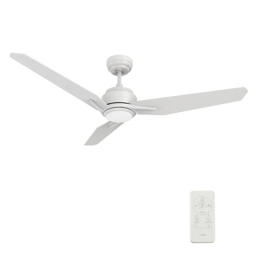 Carro Calen 52in 3-Blade Smart Ceiling Fan | Modern White Plywood Blades | Living Room & Covered Patio | 13.2 x 52 x 52 in, Damp | Model SFR523J3-L11-W1-1