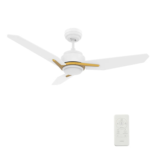 Carro Calen 52in 3-Blade Smart Ceiling Fan | Modern White Gold Plywood Blades | Living Room & Covered Patio | 13.2 x 52 x 52 | Model SFR523J3-L11-W1-1G