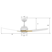 Carro Calen 52in 3-Blade Smart Ceiling Fan | Modern White Gold Plywood Blades | Living Room & Covered Patio | 13.2 x 52 x 52 | Model SFR523J3-L11-W1-1G